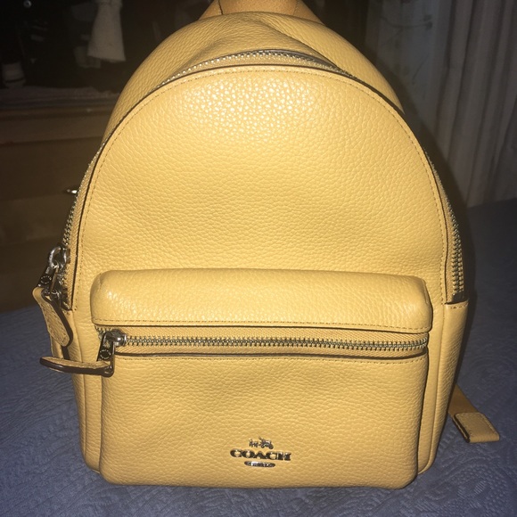 Coach MiniCharlie Pebble Mustard Backpack - Picture 7 of 8